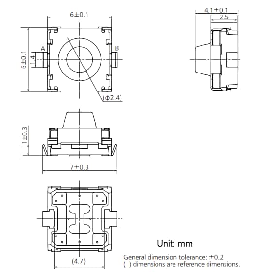Panasonic EVP-BX SMDタクタイルスイッチ